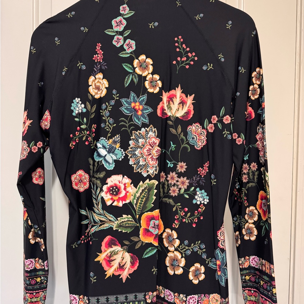 Johnny Was Black Floral Long Sleeve Top - Picture 4 of 5